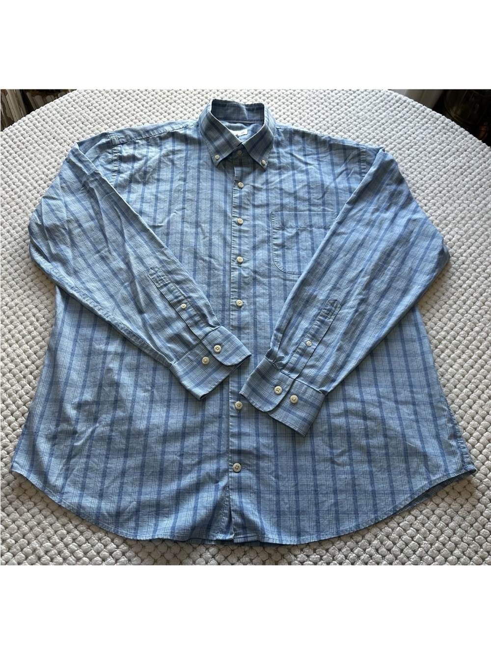 Peter Millar Mens XL Blue Striped Long Sleeve Button Up Stretch Shirt